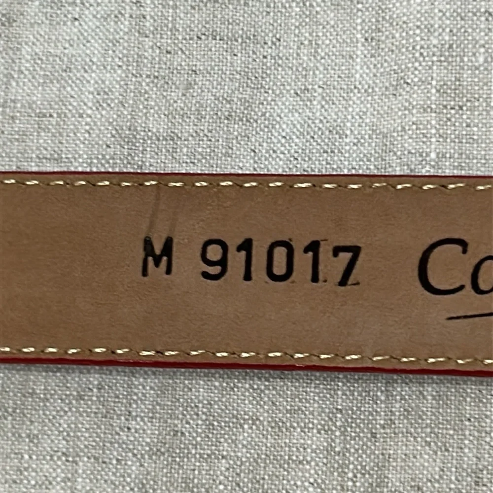 Coldwater Creek red‎ embossed leather belt. Filigree Silver buckle. Size Medium.